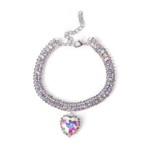 A2505 Strass grande, colgante en forma de corazón, collar para gatos y perros