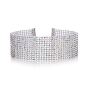 A2504 Collar decorativo para gatos y perros con doce hileras de strass blanco súper llamativo