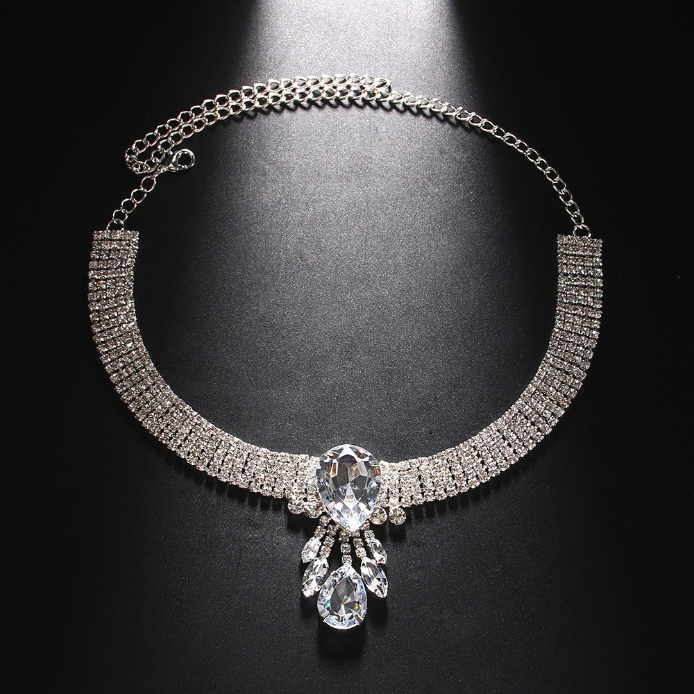 Collar de mascota con piedras sintéticas flecos y gota collares para perros A2511-1