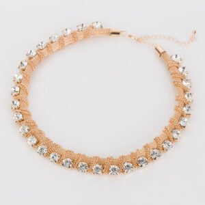 A2518 Collar dorado con strass de gran tamaño para mascotas