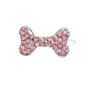 B2501-1 Cadena con strass rosa, hueso, lindo y mini, para perros