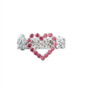 B2504-1 Dulce, corazón, strass rosa, horquilla para perra