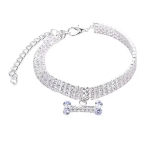 A2528 Collar para mascotas con múltiples strass, de aspecto lujoso